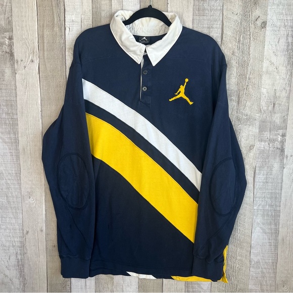 Nike Other - Vintage Nike Air Jordan 23 Rugby Shirt Long Sleeve Striped Jumpman Polo
Mens 2XL